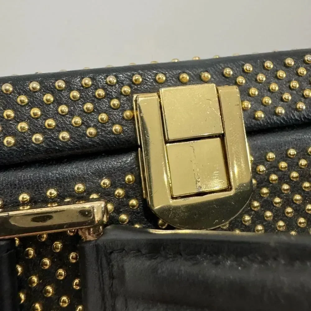 NEW Alice + Olivia Gold Studded Trunk Clutch